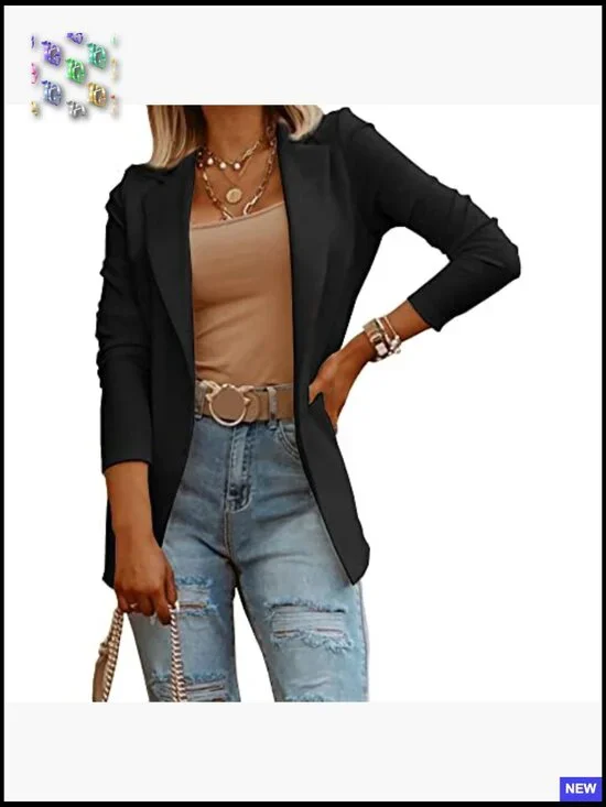 Long Sleeve Knit Blazer Stretchy Skinny Fit Work Office Casual Chic - Picture 3 of 7